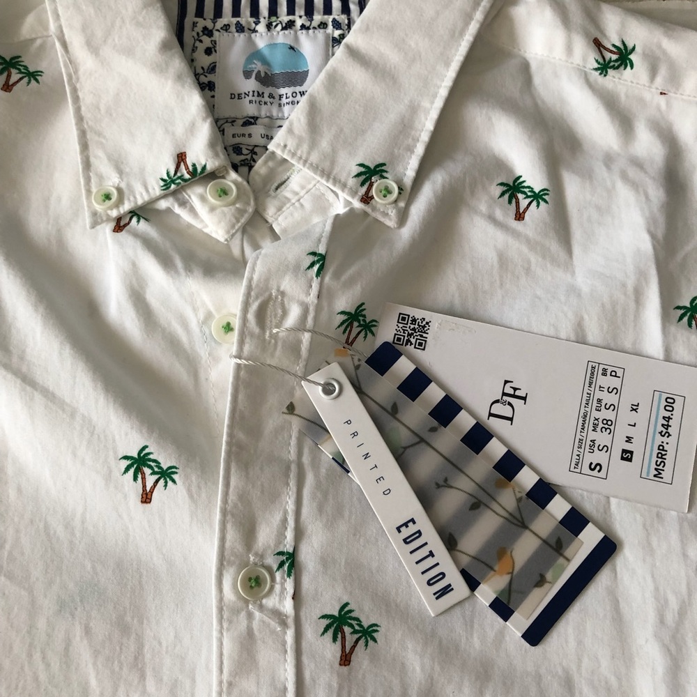 Denim & Flower Button Down Shirt Men’s S